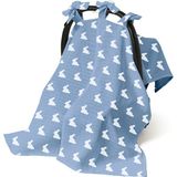 Deux Lapins %100 Pamuk Mono Lapin Royal Blue Pamuklu Müslin Puset Örtüsü - Standart