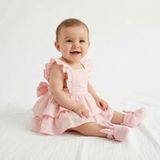DEUX LAPINS% 100 Pamuk Müslin Bebek Fırfırlı Abiye Elbise ABYELB-INP-00006A