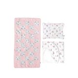Deux Lapins %100 Pamuk Patchwork Bébé Lapin Rose Pamuklu Hediyelik Kız Bebek Odası Takımı - Pembe