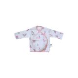 DEUX LAPINS Bebek Müslin Kimono Hırka, Bébé Lapin Rose Desenli, 0-3 Ay, Beyaz Pembe,%100 Pamuk, 25x27 cm