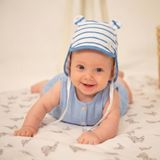 Deux Lapins Müslin Ense Korumalı Bebek Şapka - Coco Brush 0-6 Ay