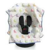 DEUX LAPINS Müslin Puset & Oto Koltuk Örtüsü - Rainbow Lapin Blue