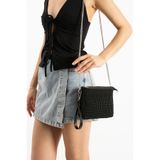 DEV 3 ADAM Siyah Triko Dokuma Clutch Portföy Bilek Askılı Kadın Çanta