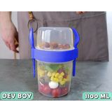 Dev Boy Kaşık ve Çatallı Yoğurt Kabı - Yemek Öğün Taşıma ve Saklama Kabı 1100 ml Lacivert