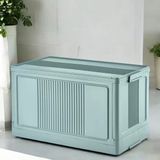 Dev Boy Katlanır Kilit Kapaklı Kasa 55 Litre Hacimli, Yer Kaplamayan Portatif Saklama Kutusu Ardiye, Balkon, Mutfak, Kiler, Bahçe Ve Araç Bagajı İçin Güvenli Organizer (Mavi)