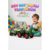 Dev Boy Oyuncak Traktör Ve Su Tankeri Seti Hareketli Kepçeli Eğitici Oyuncak 80 Cm Mega Traktör