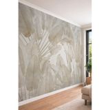Dev Palmiye Yaprağı Desenli Pastel Modern Tek Parça Tekstil Duvar Kağıdı, 400 x 280