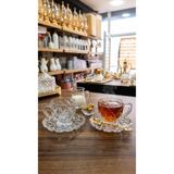 DEVADA HOME Ahu Cam Neskafe ve Çay Fincanı Seti 2’li Vintage Kristal Görünümlü