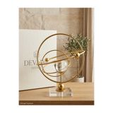 DEVADA HOME Gold Kristal Cam Küreli Dekoratif Metal Biblo Orbit Kozmos Model