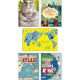 Devasa Hayvanların Büyük Kitabı + Büyük Kaşifler Atlası + Atlas Nasıl Dönüyor Dünya? + Atlas: Kıtalar-Denizler-Kültürler Arası Yolculuk Rehberi + Dünyanın Öbür Ucunda Ne Var? / Tamamı CİLTLİ 5li Set