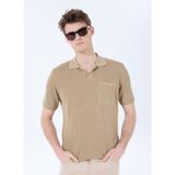 Deve Tüyü Erkek Polo Yaka Basic Jakarlı Kazak F5SM-KZK 2052 - 2XL