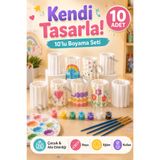 devhome 10’lu Dekoratif Alçı Taş Boyama Kalemlik Seti Kendin Boya DIY Hobi Etkinlik Seti Çocuk Aktivite Boyama Figürü Okul Atölye Grup Etkinliği Masaüstü Organizer Dekoratif Obje