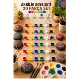 devhome 20 Adet 6 Renk 3ML Akrilik Boya Seti Mini Hobi Boyası Taş Boyama Seti Workshop Kreş ve Anaokulları İçin Uygun