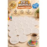 devhome 20'li Çiçek Desenli Mandala Bardak Altlığı Boyama Figürü | 10 cm El Yapımı Alçı Taş | Boyamaya Hazır | Workshop ve Okul Etkinlikleri İçin