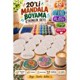 devhome 20'li Mandala Bardak Altlığı Boyama Etkinlik Seti | 10 Boya + 10 Fırça | Okul, Workshop ve Grup Aktiviteleri İçin DIY Boyama Etkinlik