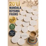 devhome 20'li Mandala Bardak Altlığı Boyama Figürü 10 cm | El Yapımı Alçı Taş | Boyamaya Hazır | Okul ve Workshop Uygun