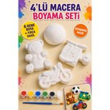devhome 4'lü Alçı Boyama Seti Futbol, Ayıcık, Motosiklet ve Helikopter Figürleri | Boya + Fırça Dahil | Çocuk Hobi ve Boyama Etkinliği