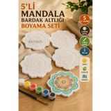 devhome 5'li Mandala Bardak Altlığı Boyama Seti | El Yapımı Alçı | Boya + Fırça | Kendin Boya DIY Hobi ve Dekoratif Bardak Altlığı