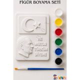 devhome Atatürk Türk Bayrağı Boyama Seti Alçı Taş Boyama | 6 Renk Boya Fırça Dahil | Çocuk Etkinlik Oyuncak Hobi Seti