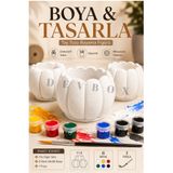 devhome Boyanabilir Taş Tozu Figürü 3’lü Dekoratif Saksı Kalemlik Hobi Boyama Seti 6 Renk Boya Fırça DIY Hobi Boyama Seti