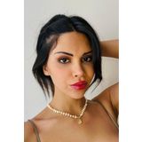 DEVİ fashion Özel Tasarım Altın Rengi Damla Uçlu Inci Kolye 44 Cm