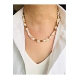 DEVİ fashion Sedef Doğal Taş Tasarım Kolye 45 Cm