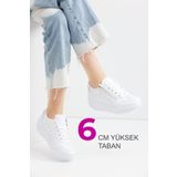 Devida Kadın Beyaz Spor Ayakkabı 6 Cm Günlük Yüksek Rahat Taban Sneaker X300 Vega Serisi