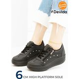 Devida Kadın Siyah Spor Ayakkabı 6 Cm Yüksek Rahat Taban Sneaker X300
