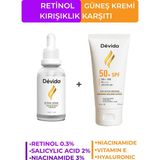 Devida Retinol Serum+Güneş Kremi 2 li Set Kırışıklık Alın Çizgisi Göz Çevresi