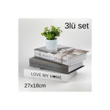 devideko 3’lü Kitap Görünümlü Dekoratif Saklama Kutusu Seti, İskandinav Tarz Minimalist Tasarım Ev Dekor Set3