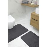 Devigo 2'li Kaydırmaz Peluş Banyo Paspası Banyo Klozet Takımı Klozet Paspas Takımı - Antrasit