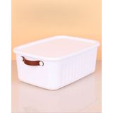 Devigo 3 Adet 10 Litre Saklama Kabı, Çok Amaçlı Düzenleyici Kapaklı Kutu, Dekoratif Saklama Kutusu, 35 X 25 X 15 Cm - Beyaz