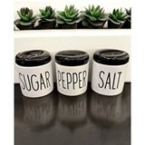 Devigo 3 Lü Kavonoz Baharatlık Küçük Boy Beyaz / Siyah / Sugar /pepper / Salt / Kavonoz Seti