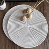 Devigo 4 Adet Hasır Supla Örgü Amerikan Servis Tabak Tava Tencere Altlığı Sofra Servis Sunumluk - 32 x 32 cm - Krem