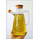 Devigo 900 Ml Cam Yağlık Sütlük Sosluk Vakumlu Bambu Kapaklı Borosilikat Şeffaf