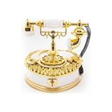 Devigo Müzikli Nostaljik Telefon - 2 Bölmeli Takı Kutusu Mücevher Kutusu, Beyaz Çok Renkli