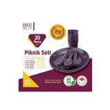 DEVİGO Pembe 4 Kişilik 20 Parça Piknik Seti Dayanıklı Özel Tasarım 4 Renk Seçeneğiyle
