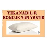 Devigo Yıkanabilir Boncuk Yün Yastık Doğal Yün Yastık Beyaz