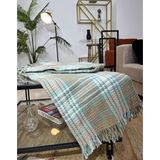 Devin Dekor Çift Kişilik Pamuklu Scotch Battaniye - 200 x 220 cm - Açık Yeşil - Sarı