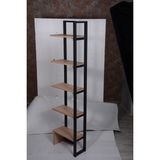 Devin Dekor Kitaplık Raf Köşe Kitaplık Metal Kitaplık 5 Katlı Raf Kitaplık 185 x 45 x 20 - Açık Ceviz