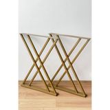 DEVİN DEKOR Metal Masa Yemek Masası Çalışma Masası Ayağı 2 Adet Ayak 72 cm Mobilya Ayağı - Gold - MA39