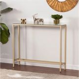 DEVİN DEKOR Modern Gold Renk Metal Iskeletli Temper Camlı Raflı Dresuar Konsol