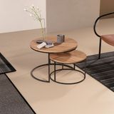 Devin Dekor Orta Sehpa Ikili Lüx Specıal Antrasit Ceviz-Siyah Demir