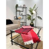 Devin Dekor Tek Kişilik Pamuklu Stotch Battaniye-Leopar-Çizgili Desenli - Kırmızı - 150 x 200 cm