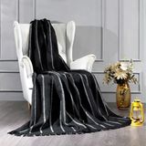 Devin Dekor Tek Kişilik Pamuklu Stotch Battaniye-Leopar-Çizgili Desenli-Siyah-Gri - 150 x 200 cm