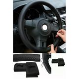 Devirhesapdevri Audi A3 2003-2012 Uyumlu Direksiyon Kılıfı Dikmeli Siyah Suni Deri Siyah Dikişli