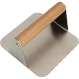 Devmeer Kare Smash Burger Presi,12 cm ,3 mm 304 Paslanmaz Çelik Burger Presi, Ahşap Saplı , Ağır Hizmet Burger Şutu,