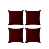 De'Vor Bordo Kırlent Kılıfı 4'lü Set - Gizli Fermuarlı - Kadife Dokulu