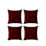 DE'VOR PERDE Kırlent Kılıfı 4'Lü Set - Gizli Fermuarlı - Kadife Dokulu,Bordo 43 X 43