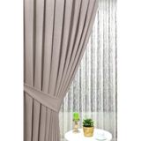 DE'VOR PERDE Pileli Fon Perde Kadife Dokulu, Yumuşak, Mat Fon Perde, Sık Pile (1/3), Tek Kanat,Taş Rengi 70 X 250